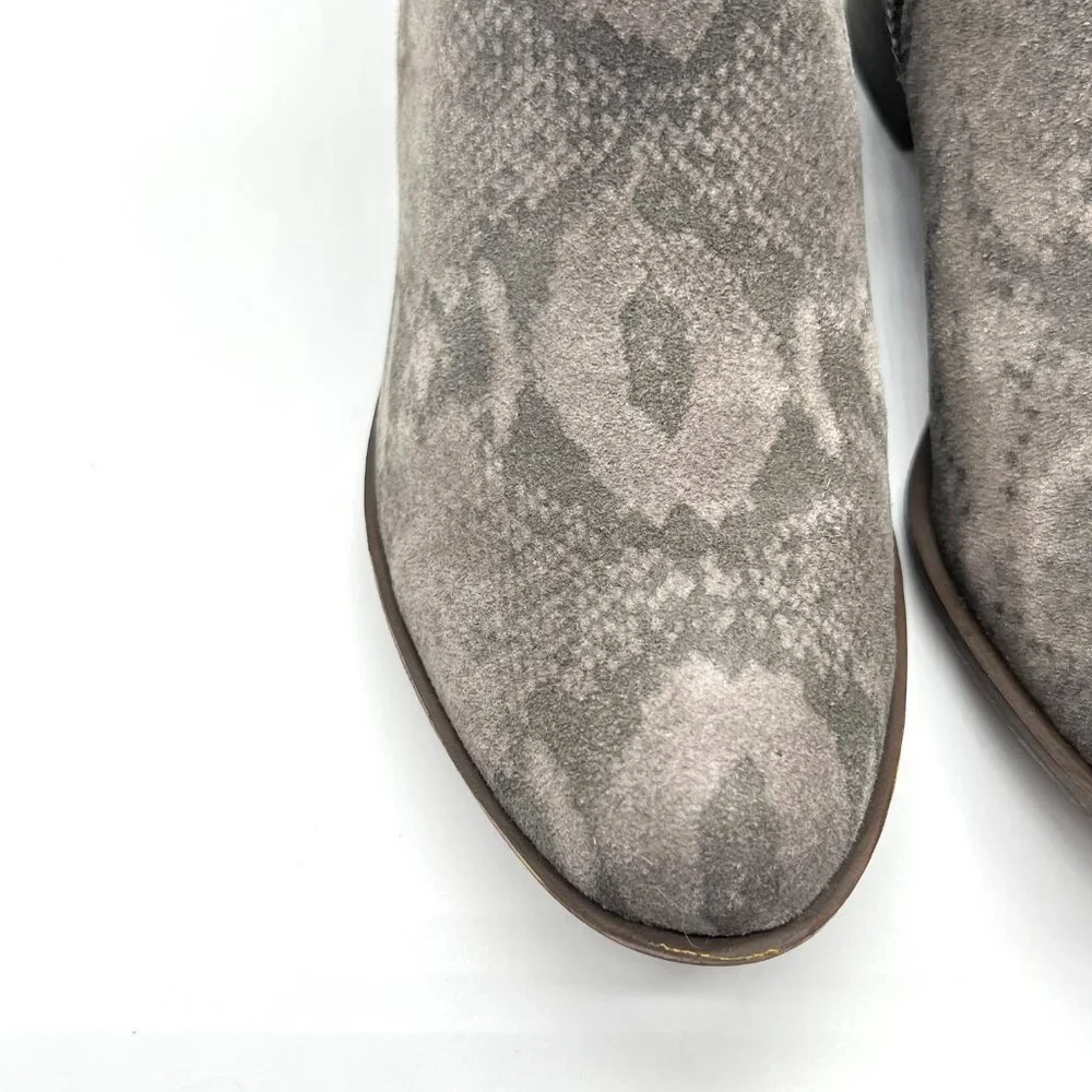 Lucky Brand Size 7.5 Basel‎ Gray Snakeskin Leather Ankle Boots Booties Shoes